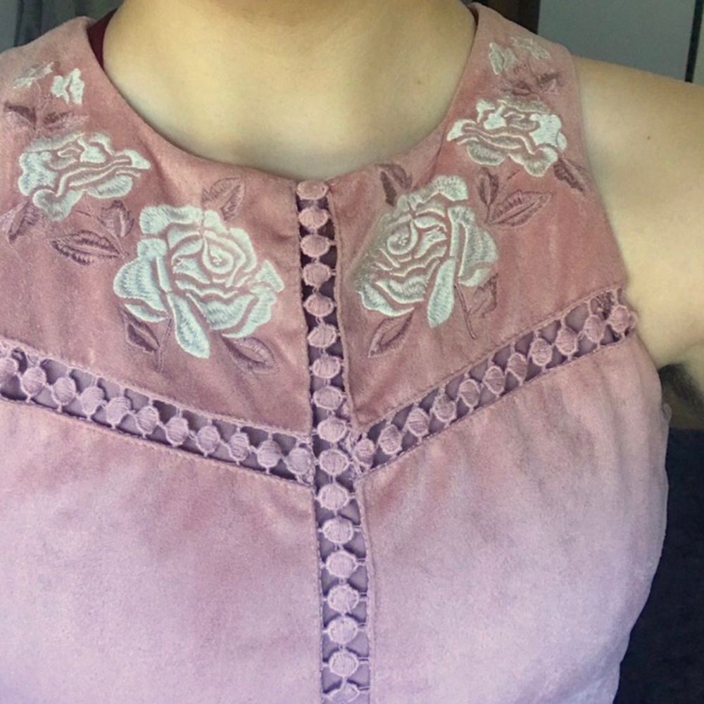pink faux suede dress